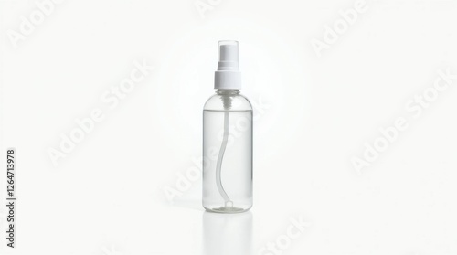 Empty Transparent Spray Bottle Isolated on White Background