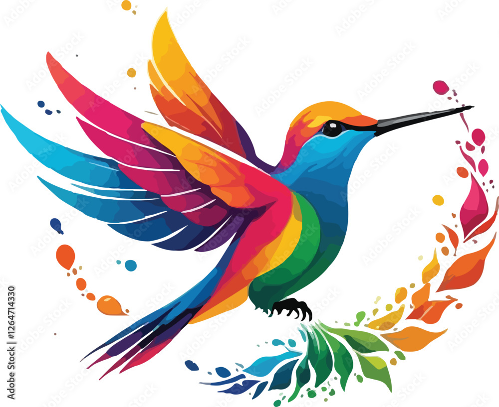 Obraz premium Hummingbird Illustration vector design, Hummingbird logo and icon Design