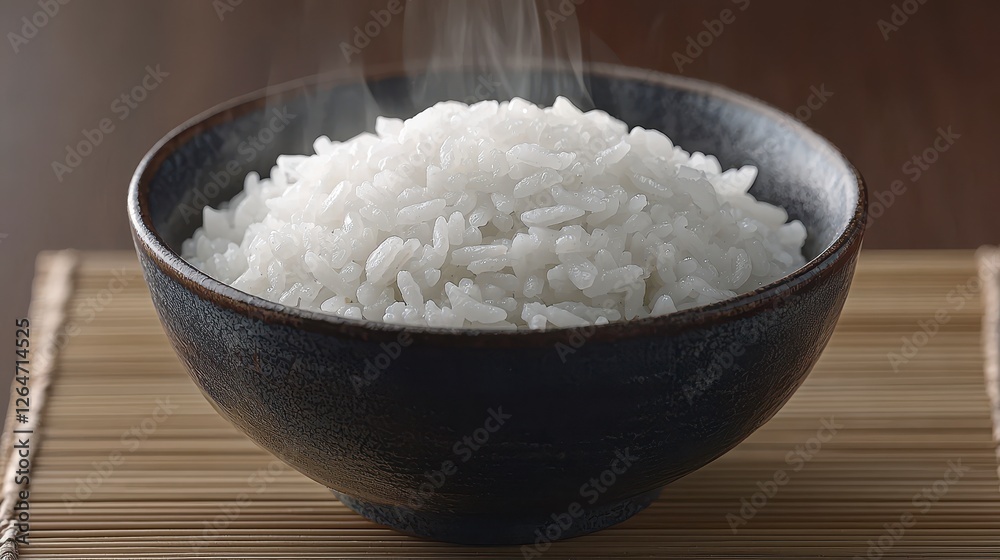 Japanese rice Steaming bowl of cooked rice. Japanese rice Steaming bowl of cooked rice.