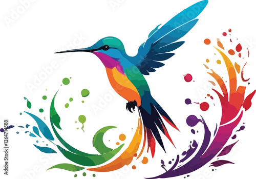 Colorful Hummingbird vector design, Heron logo, icon Design photo
