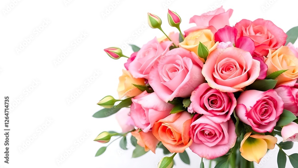 bouquet of roses with free space for text on white background bouquet of roses with free space for text on white background