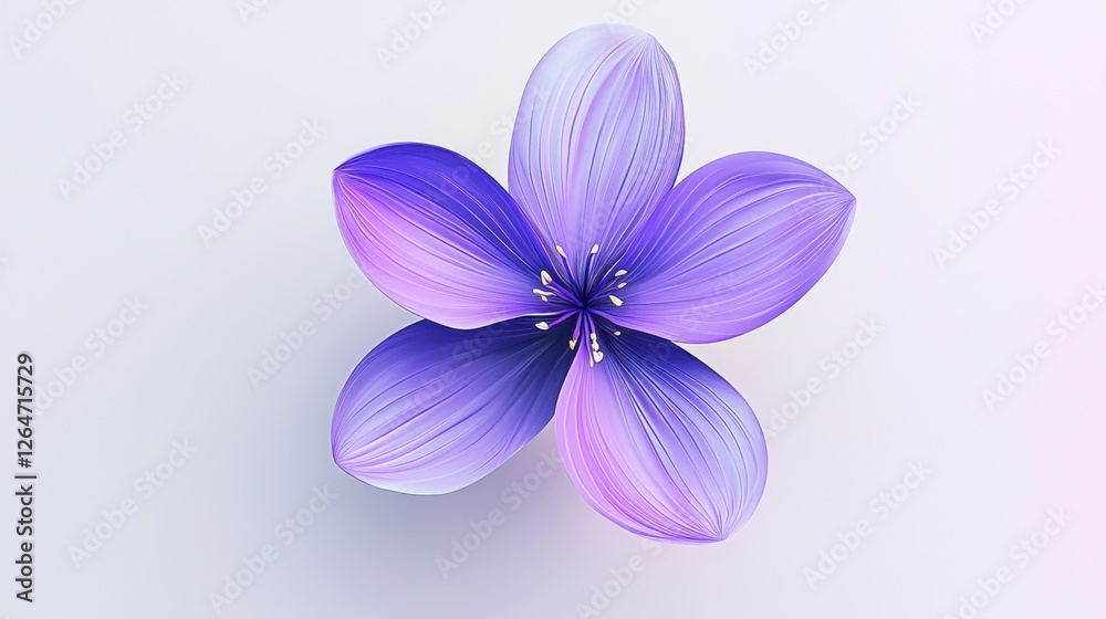 Obraz premium A vibrant 3D periwinkle flower in violet with a soft gradient effect.