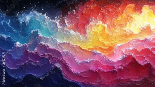 Vibrant Abstract Textured Painting with Color Gradient