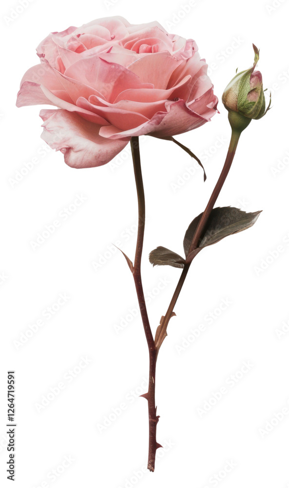 Obraz premium Elegant pink rose with bud