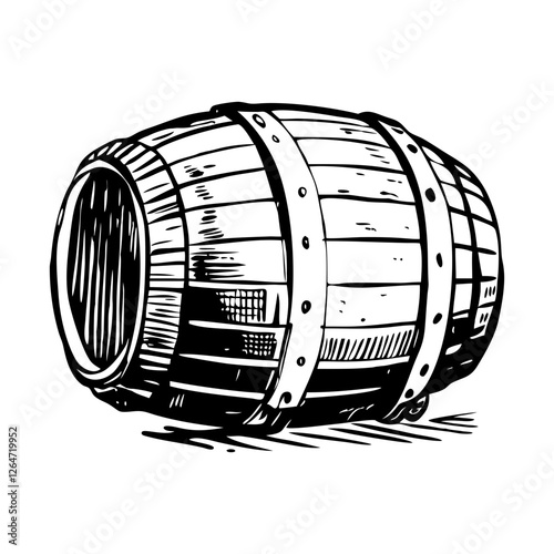A sketchy illustration of wooden barrel