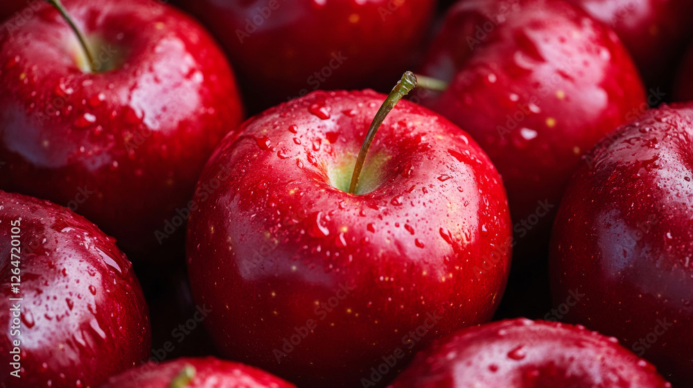 Fresh Red Apples with Water Droplets Fresh Red Apples with Water Droplets