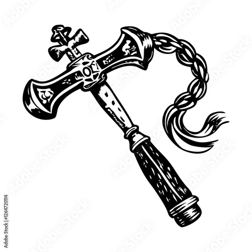 A vintage illustration of bishop crosier