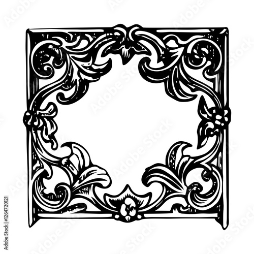 Vintage illustration of medieval scrollwork