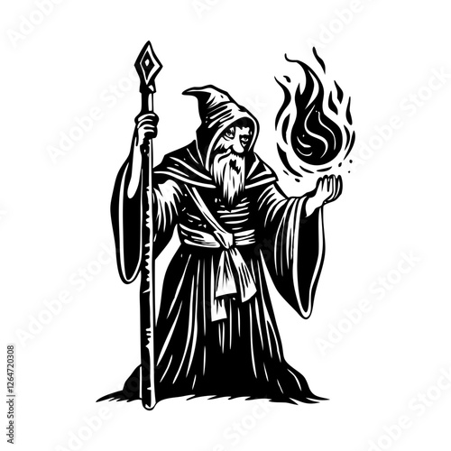 Vintage illustration of a magic wizard