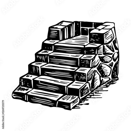 Sketchy style illustration of a stone staircase