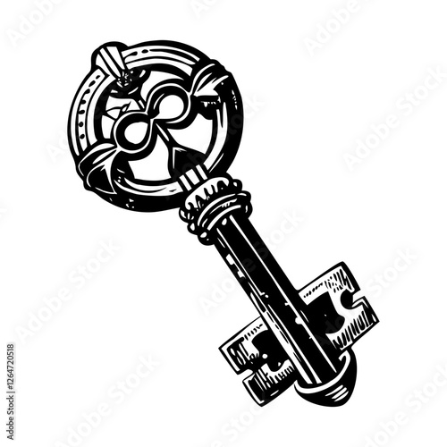 A sketchy illustration of a vintage key