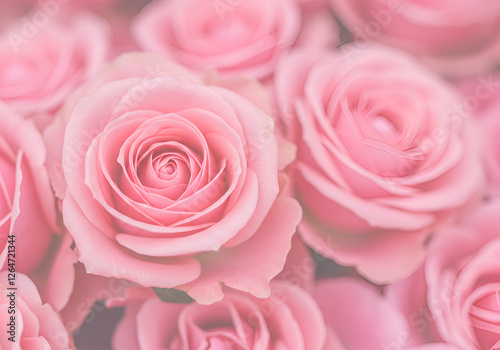 light pink roses in soft color and blur style for background. sweet color roses flowers in pastel tone with blurred style for background pattern texture. sweet color flower petals in soft color