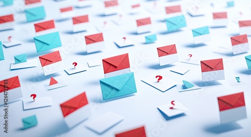 Floating Emails with Question Marks, Abstract Background