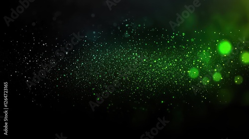 Green Glitter Sparkle Bokeh On Dark Background