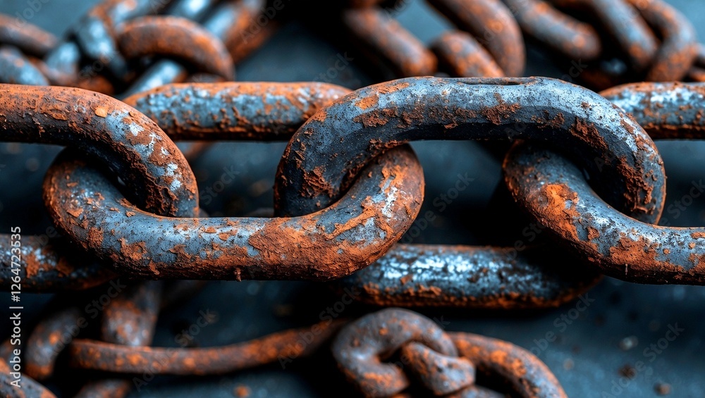 Intricate texture of a rusty chain link Intricate texture of a rusty chain link