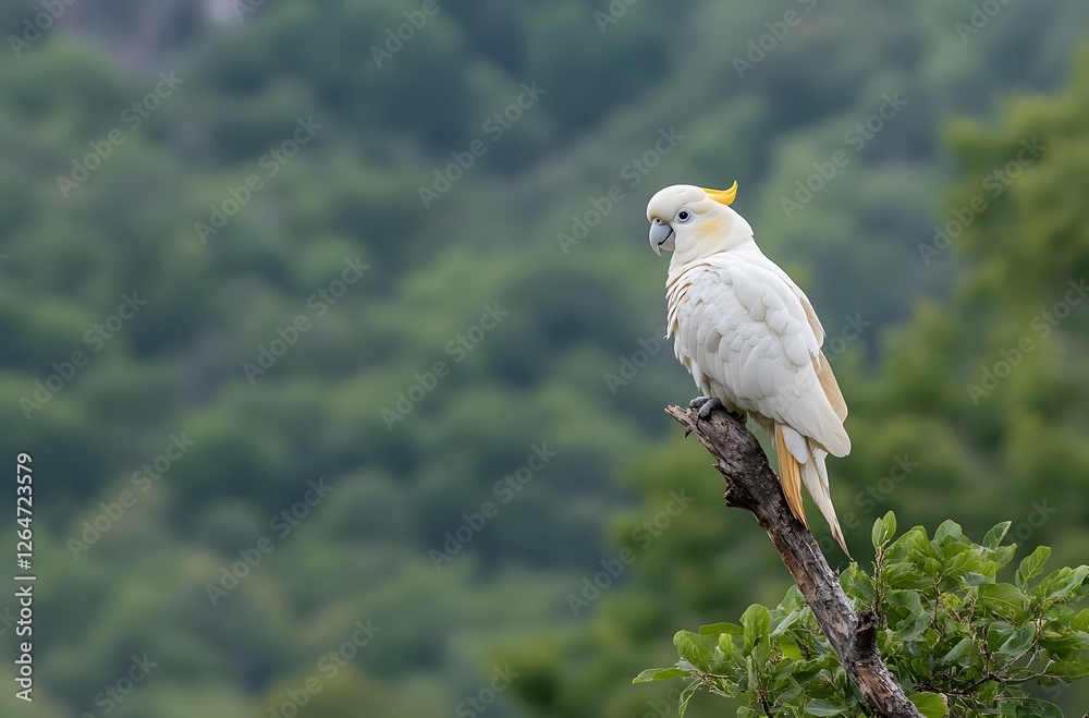 Sulphur-crested Cockatoo perched on branch, forest background, wildlife photography (1) Sulphur-crested Cockatoo perched on branch, forest background, wildlife photography (1)
