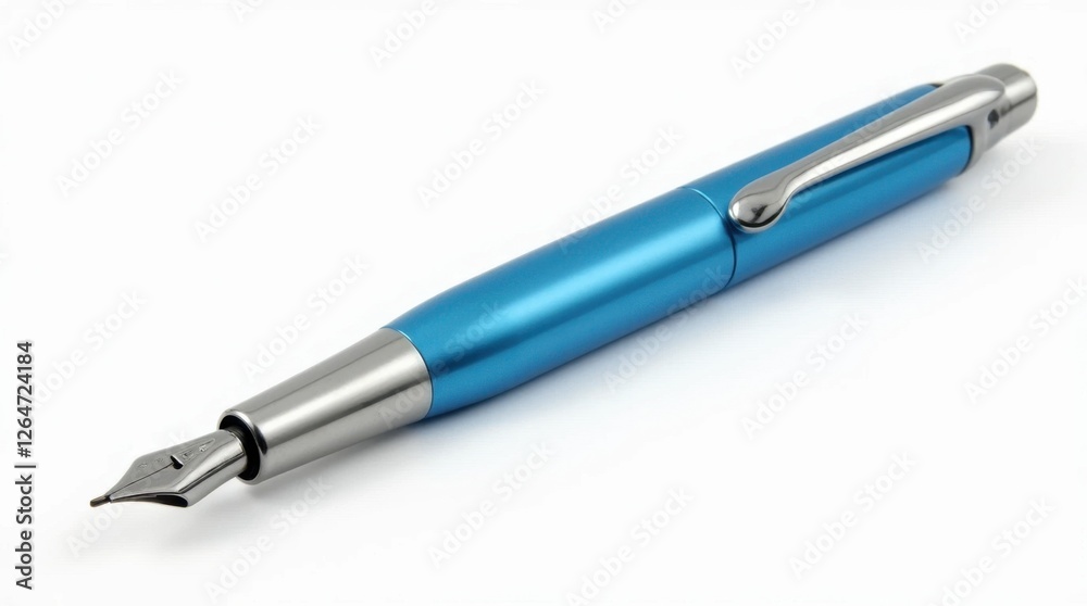 Electric Blue Fountain Pen with Silver Details Electric Blue Fountain Pen with Silver Details