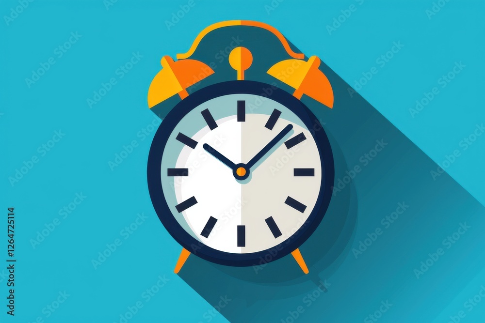 Business clock icon in flat style with a minimalist timer, set against a vibrant blue background Business clock icon in flat style with a minimalist timer, set against a vibrant blue background