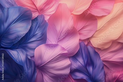 Colorful layers of fabric create a striking visual display in a textile workshop