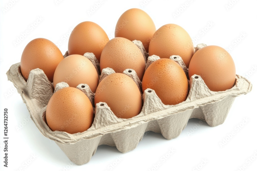 Dozen Brown Eggs. Fresh Uncooked 12 Egg Carton Isolated on White Background Dozen Brown Eggs. Fresh Uncooked 12 Egg Carton Isolated on White Background