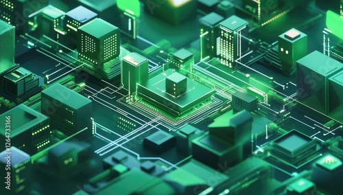 Futuristic city circuit board