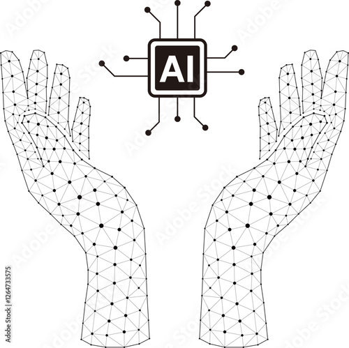 A pair of hands holding a computer chip with the letters AI on it