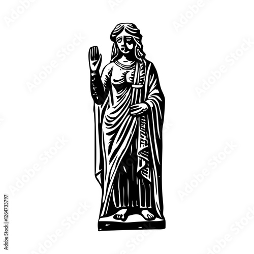 Sketchy style illustration depicting a statue