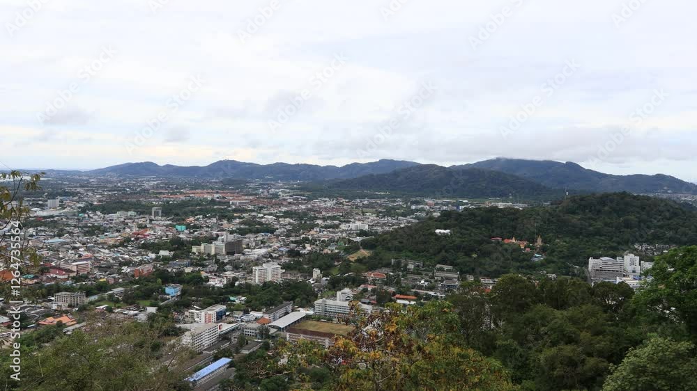 High angle nature video background with sea view, mountains, cool wind atmosphere while traveling to see the beauty of nature, Phuket tourist attractions High angle nature video background with sea view, mountains, cool wind atmosphere while traveling to see the beauty of nature, Phuket tourist attractions