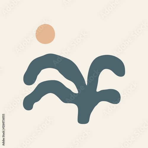 minimalist tree and moon logo