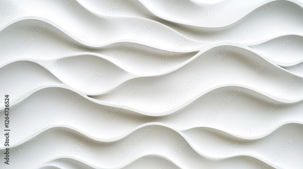 Fototapeta premium Elegant undulating patterns create serene textures on a white surface, showcasing modern design principles and artistic flair