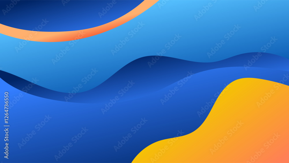 Fototapeta premium ABSTRACT BACKGROUND ELEGANT GRADIENT BLUE ORANGE WITH HAND DRAWN ORGANIC SHAPES SMOOTH COLOR DESIGN VECTOR TEMPLATE GOOD FOR MODERN WEBSITE, WALLPAPER, COVER DESIGN 