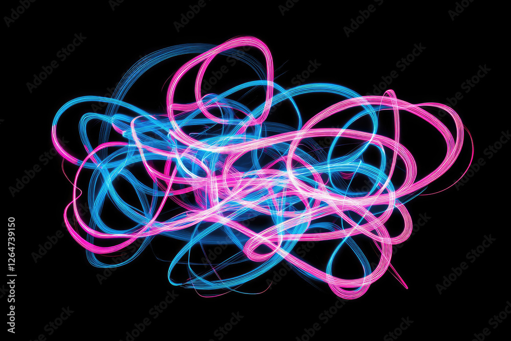 Abstract neon swirls on black background Abstract neon swirls on black background