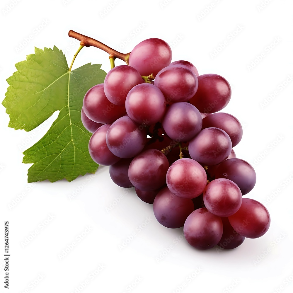 Fototapeta premium Grapes with leaf isolated on white background