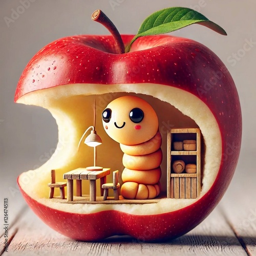 An apple in which a worm lives