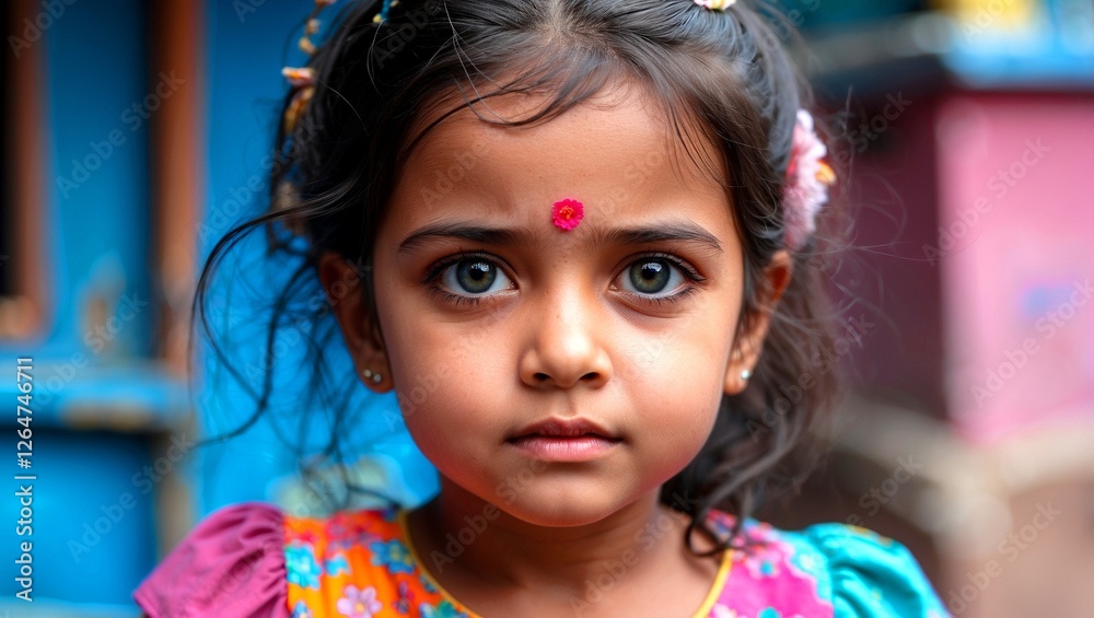 Vibrant portrait of a girl with intense expression Vibrant portrait of a girl with intense expression