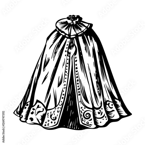 Vintage illustration of a beautiful bridal cape