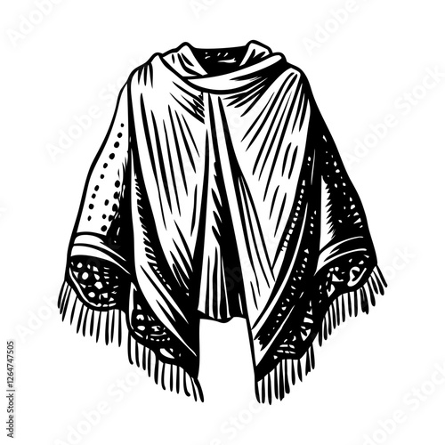 Bridal shawl illustration in vintage style