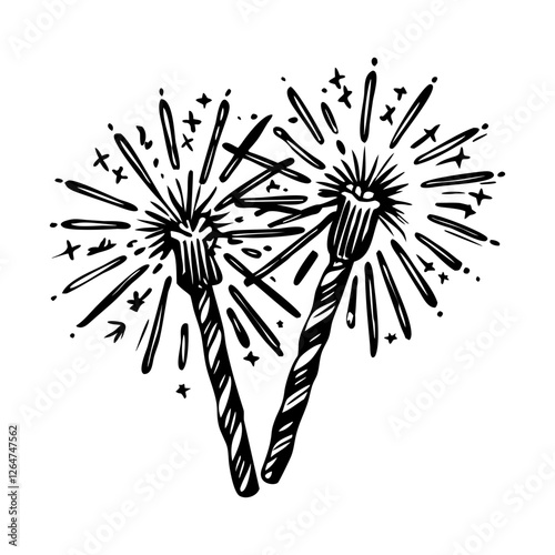Wedding sparklers vintage style illustration