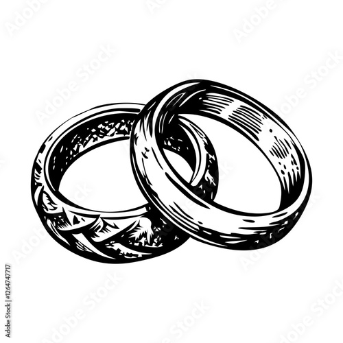 Wedding rings illustration in sketchy style