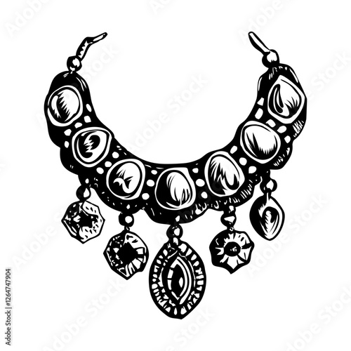 Sketchy illustration of a beautiful vintage necklace