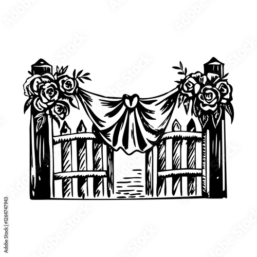 A vector illustration of vintage wedding decor