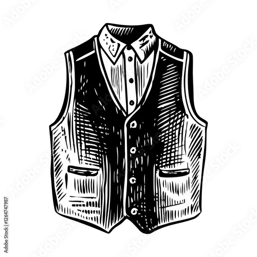 Vintage illustration depicting a groom waistcoat