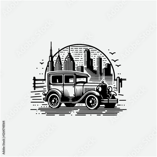 Vintage classic car logo illustration concept. 