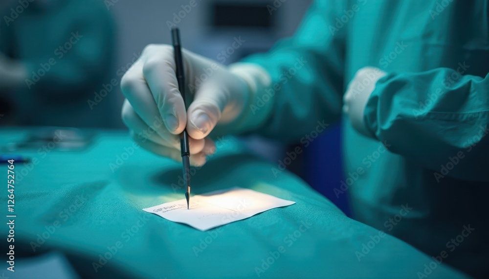 Surgical scalpel, gloved hand, sterile environment, surgical setting, sterile Surgical scalpel, gloved hand, sterile environment, surgical setting, sterile
