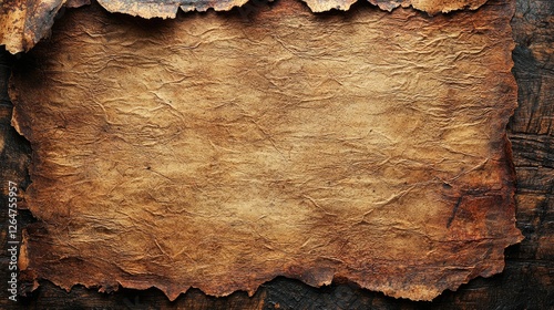 A textured, aged parchment paper with frayed edges, suitable for background or artistic use