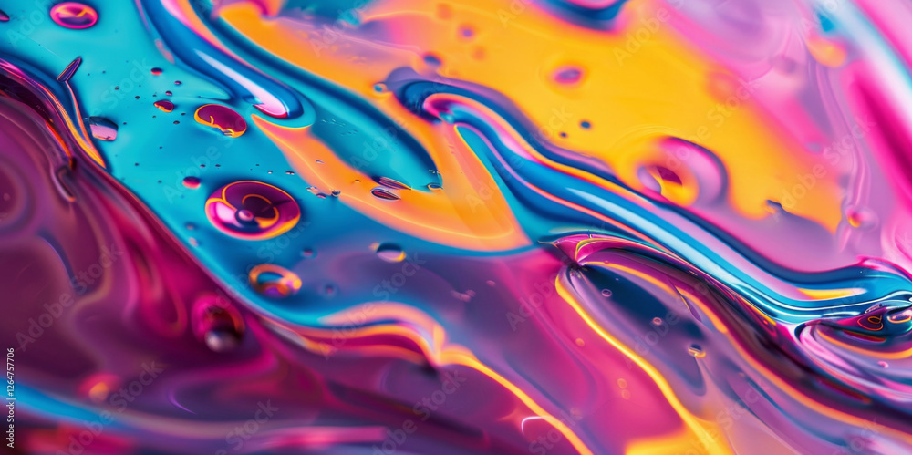 An abstract colorful liquid paint background with a closeup of flowing fluid shapes. An abstract colorful liquid paint background with a closeup of flowing fluid shapes.