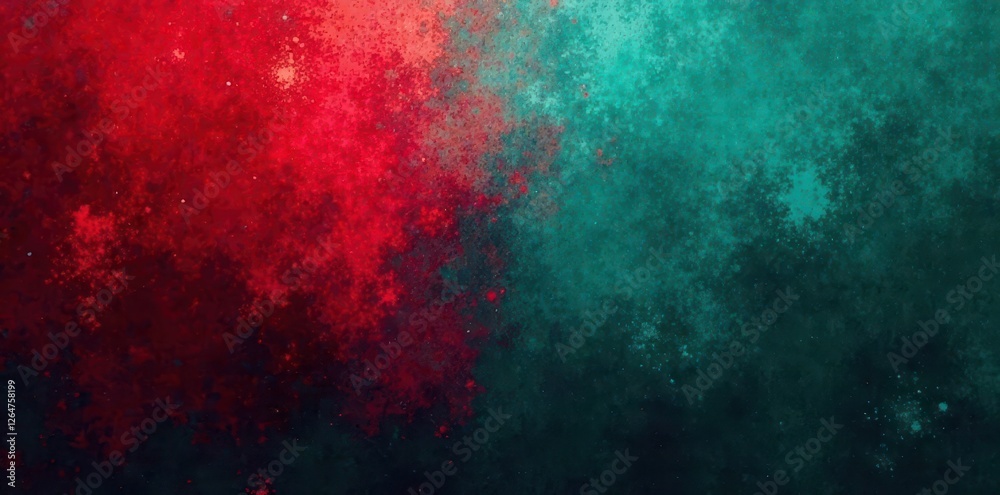 Obraz premium Abstract red teal noisy gradient, black backdrop, grainy effect, mix, poster