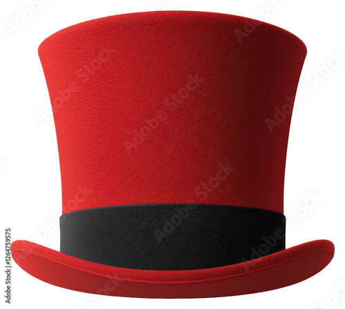 Red Top Hat with Black Band in Isolated Background Classic Menswear Formal Attire