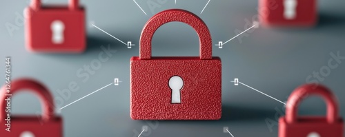 information source privacy concept. Digital locks connected by lines representing security and protection networks.