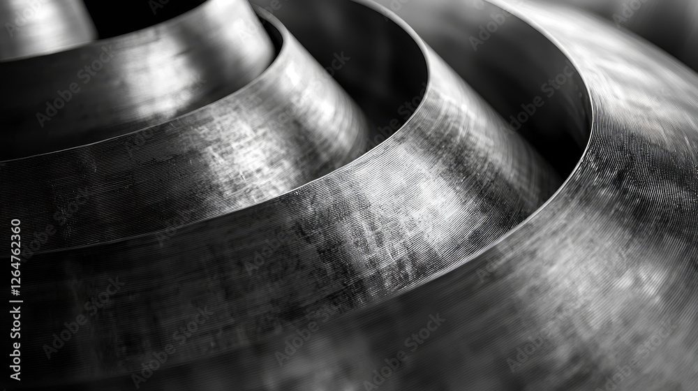 Metal coils with shiny surface in factory setting Metal coils with shiny surface in factory setting